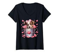 Mujer Australian Shepherd Dog Valentines Puppy Love Hearts For Mom Camiseta Cuello V