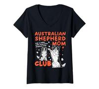 Mujer Australian Shepherd Mom Club Aussie Dog Camiseta Cuello V