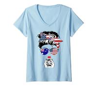 Mujer Australiana-American Coffee Mama Girl Tía Bandera de Australia EE. UU. Camiseta Cuello V