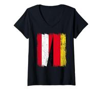 Mujer Austria Alemania Media Bandera Austriaco Alemán Orgullo de la Unidad Camiseta Cuello V