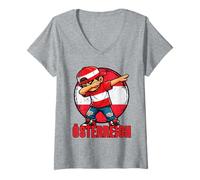 Mujer Austria Dabbing Boy Bandera austriaca Camiseta Cuello V