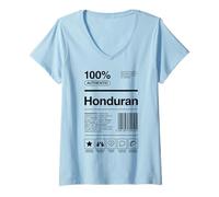 Mujer Auténtica Etiqueta nutricional de Catracho hondureño Camiseta Cuello V