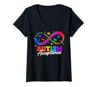 Mujer Autism Awareness Acceptance Shirt Infinity Symbol Man Women Camiseta Cuello V