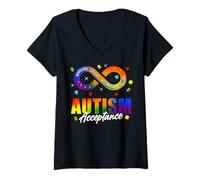 Mujer Autism Awareness Acceptance Shirt Infinity Symbol Man Women Camiseta Cuello V