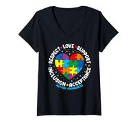 Mujer Autism Awareness Respect Love Support Blue Autism Camiseta Cuello V