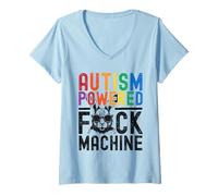 Mujer Autism Powered F#Ck Machine Funny Meme Bunny Autistic Camiseta Cuello V