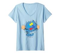 Mujer Autism Superhero Gift For Dad Autism Awareness Gift Camiseta Cuello V