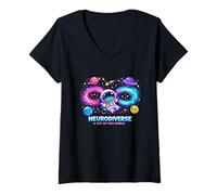 Mujer Autismo Aceptación Neurodiverso & Astronauta Fuera de Este Mundo Camiseta Cuello V