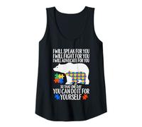 Mujer Autismo Mama Bear I Will Speak Fight Advocate For You Camiseta sin Mangas