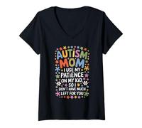 Mujer Autismo Mamá Uso Mi Paciencia Con Mis Hijos Divertido Camiseta Cuello V