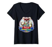 Mujer Autismo Nana Koala Bear, Neurodivergente TDAH, Batido de Donut Camiseta Cuello V