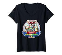 Mujer Autismo Poppa Koala Bear, neurodivergente TDAH Donut Milkshake Camiseta Cuello V