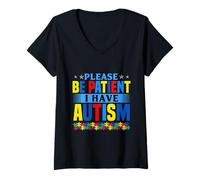 Mujer Autismo por Favor Sea Paciente Camiseta Cuello V