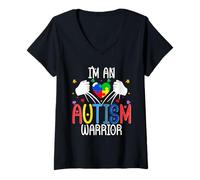 Mujer Autista Autista Autismo I'm an Autism Warrior Camiseta Cuello V
