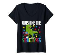 Mujer Autista Autista Autismo Outshine The Stereotypes Camiseta Cuello V