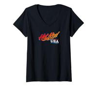 Mujer Auto clásico con diseño de dragster de Hotrod USA, Muscle Car, retro Camiseta Cuello V