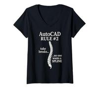 Mujer AutoCAD Regla #2 Tomar descansos Nadie quiere una Spline Camiseta Cuello V