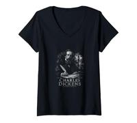 Mujer Autor clásico de Charles Dickens de Londres Victoriano Camiseta Cuello V
