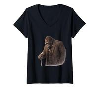 Mujer Autoridad silenciosa Gorilla Urban Gentleman Camiseta Cuello V