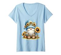 Mujer Autumn Fall Gnome In Knitted Sweater For Sunflower Grandma Camiseta Cuello V