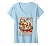 Mujer Autumn Sleeping Dog For Fall I Dont Give A Fluff Pomeranian Camiseta Cuello V