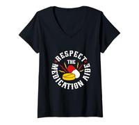 Mujer Auxiliar De Medicación Respect The Medication Aide Camiseta Cuello V