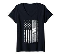 Mujer AVA Nombre Personal de la Bandera Americana Retro Mujeres Camiseta Cuello V