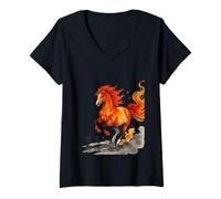 Mujer Avanza con el Poder de Diez mil Caballos al Galope Camiseta Cuello V