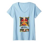 Mujer Avatar Aang Flecha Brillante Pose Toph Zuko Katara Frame Comic Camiseta Cuello V