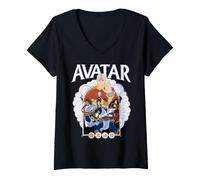 Mujer Avatar Aang: The Last Airbender Avatar Team Elemental Heroes Camiseta Cuello V