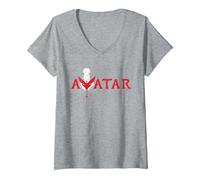 Mujer Avatar: Fire and Ash Varang Mangkwan Clan Movie Series Logo Camiseta Cuello V, Gris Jaspeado, S