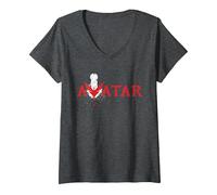 Mujer Avatar: Fire and Ash Varang Mangkwan Clan Movie Series Logo Camiseta Cuello V, Jaspeado Oscuro, M