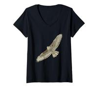 Mujer Ave rapaz en vuelo - Busardo ratonero Camiseta Cuello V