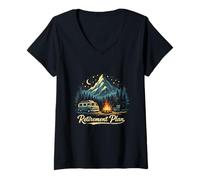 Mujer Aventura al Aire Libre Plan de jubilación Camping Cozy Campfire Camiseta Cuello V