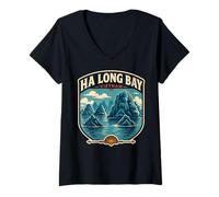 Mujer Aventura Costera de Ha Long Bay Vietnam a Vietnam Camiseta Cuello V