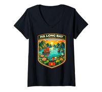 Mujer Aventura Costera de Ha Long Bay Vietnam a Vietnam Camiseta Cuello V