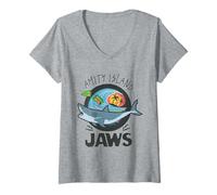 Mujer Aventura de Surf en Amity Island Jaws Camiseta Cuello V