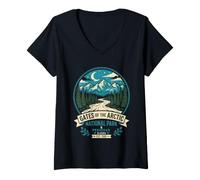 Mujer Aventura en el Parque Nacional Ártico en Alaska Camiseta Cuello V