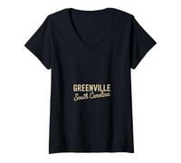 Mujer Aventura en Greenville, Carolina del Sur te espera Camiseta Cuello V