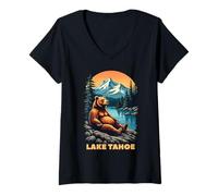Mujer Aventura escénica del Desierto del Oso del Lago Tahoe Camiseta Cuello V