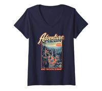 Mujer Aventura Espera Estilo WPA Go Scouting Senderismo Cub Scouts BSA Camiseta Cuello V