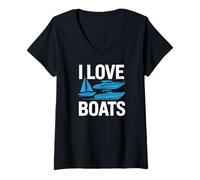 Mujer Aventura náutica en Barco I Love Boats Camiseta Cuello V