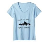 Mujer Aventura te Espera Viajes de Vacaciones West Virginia Camiseta Cuello V