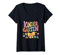 Mujer Aventuras de jardín de infantes Arco Lápiz Flores Camiseta Cuello V