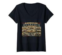 Mujer Aviación Estadounidense más Alta Que el Horizonte Camiseta Cuello V