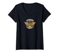 Mujer Aviation Is My Therapy Pilot Airplane Flying Design Camiseta Cuello V