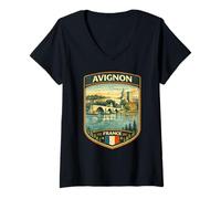 Mujer Aviñón Francia Vacaciones Familiares a Aviñón francés Camiseta Cuello V