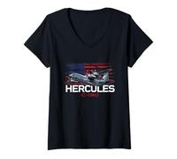 Mujer Avión de Carga C-130 Hércules Camiseta Cuello V