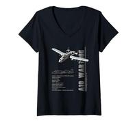 Mujer Avión de Combate a reacción A-10 Warthog Thunderbolt II Camiseta Cuello V