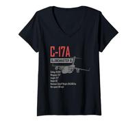 Mujer Avión militar estadounidense C17A de transporte pesado Camiseta Cuello V